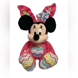Disney Store Minnie Mouse Pink Plush Bunny Rabbit Tush Stamp 9"-13". Easter